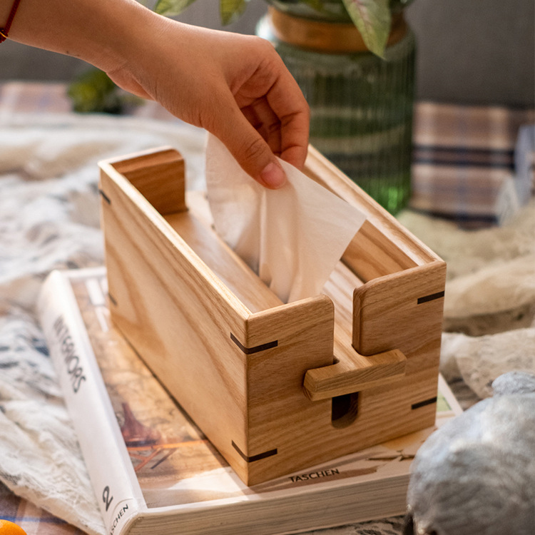 Solid Wood Lift Tissue Box High-end European Hotel Home Living Room Light Luxury Table Solid Wood Paper Box