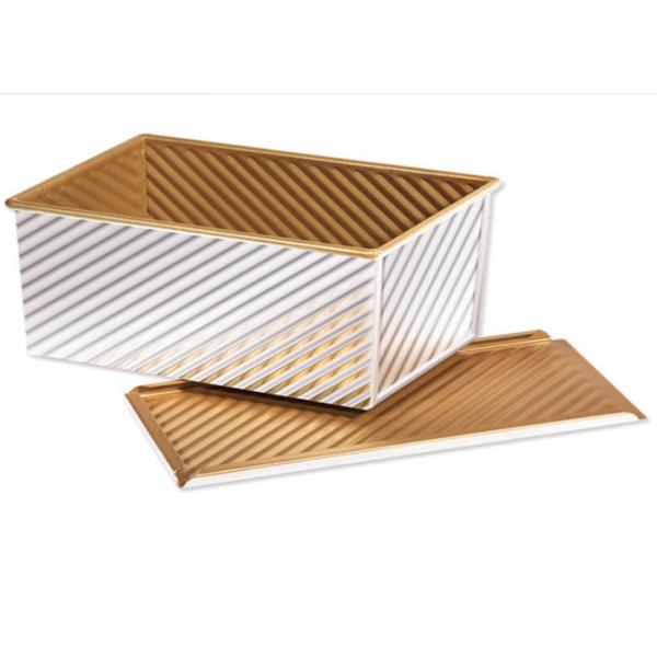 RK Bakeware China Foodservice NSF Custom Mini Loaf Pan Nonstick Pullman Bread Loaf Pan Fluted Pan With Lid