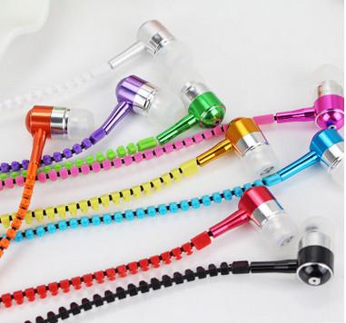 2017 best sellers metal earphone mobile-phone headphone zipper earphone fashion gloden headphone