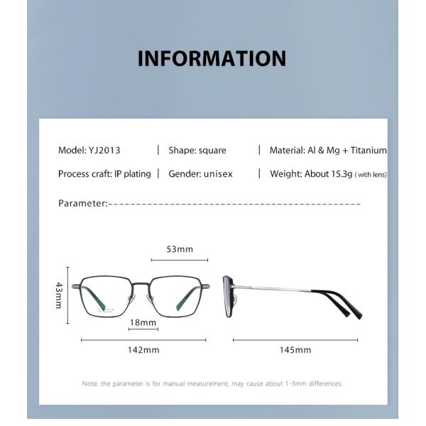 Al Mg Alloy Titanium Frame Glasses Ultra Light Non Prescription