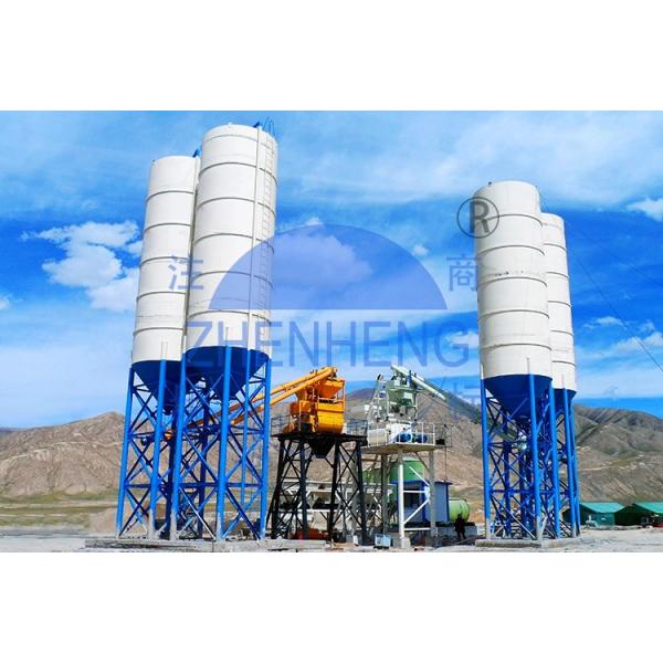 Fixed HZS50 Stationary Concrete Batching Plant PLC Control System High Reliability