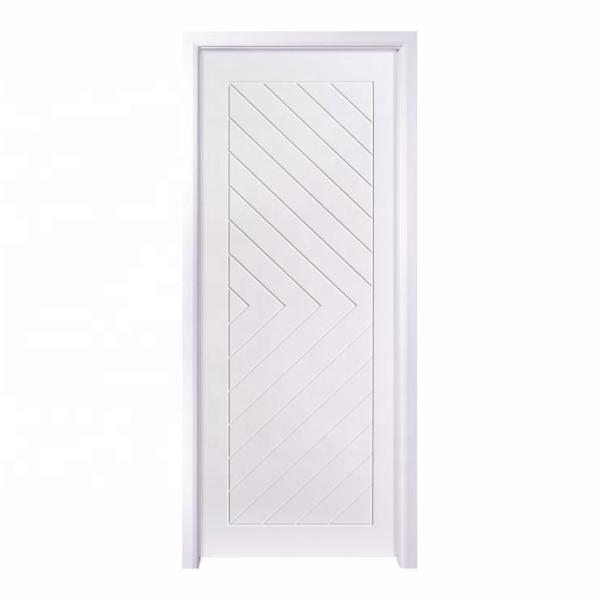 White Paint PVC Wooden Doors 90cm Width Waterproof 6 Layer Painting