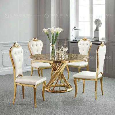 Mesa de jantar de aço inoxidável do mármore do círculo da tabela de banquete 130cm do ouro 0.4CBM