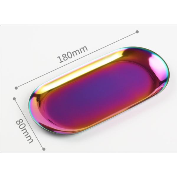 Gold Elliptical Plate 180mm Length 112g Metal Jewelry Tray