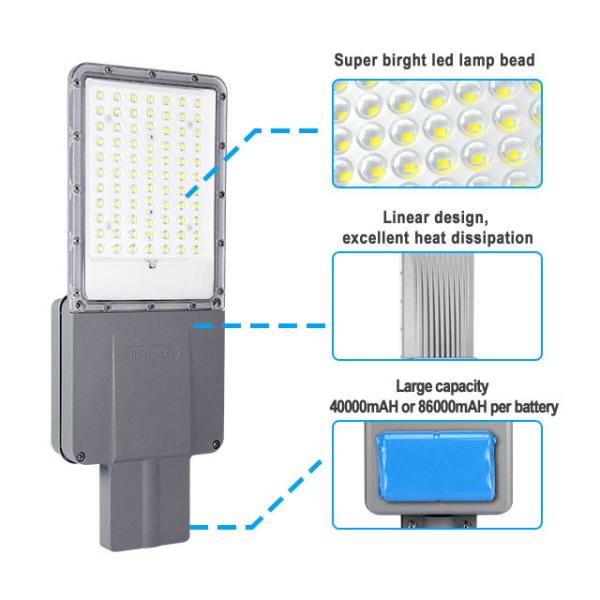 IP65 100W Iluminação solar de rua para exterior Painel monocristalino CE RoHS