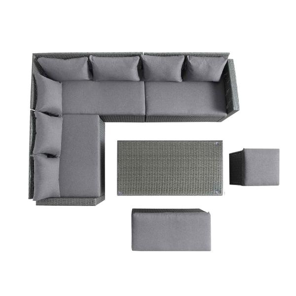 Rectangular Corner Dining Sofa Set with Rising Table AJUNION Rattan Garden Furniture