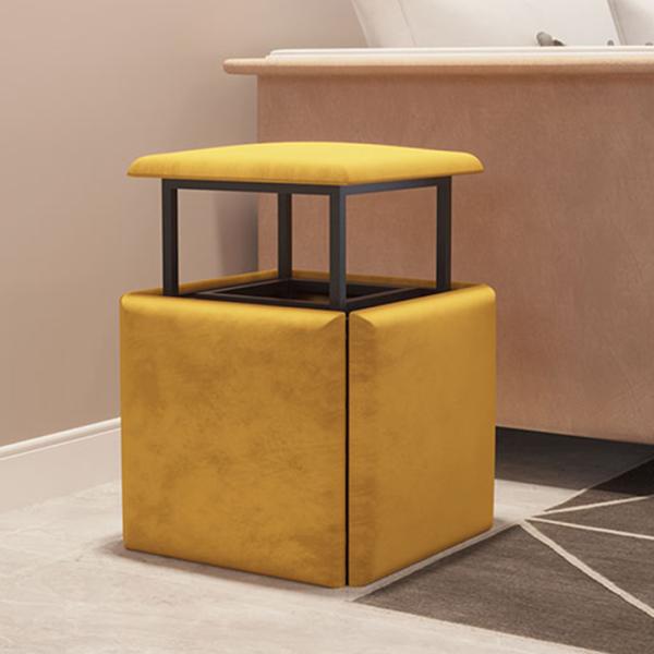 Faux Leather Multipurpose Ottoman 5 In 1 Stool Cube Storage Metal Chair