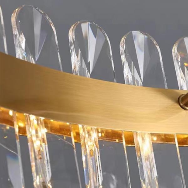 80*35*12 Round Luxurious Leather Dining Chandelier Oval LED Dropout Lamp for Restaurant
