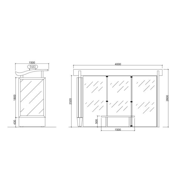 Solar Power HDG AC220V L4000mm Bus Stop Shelter
