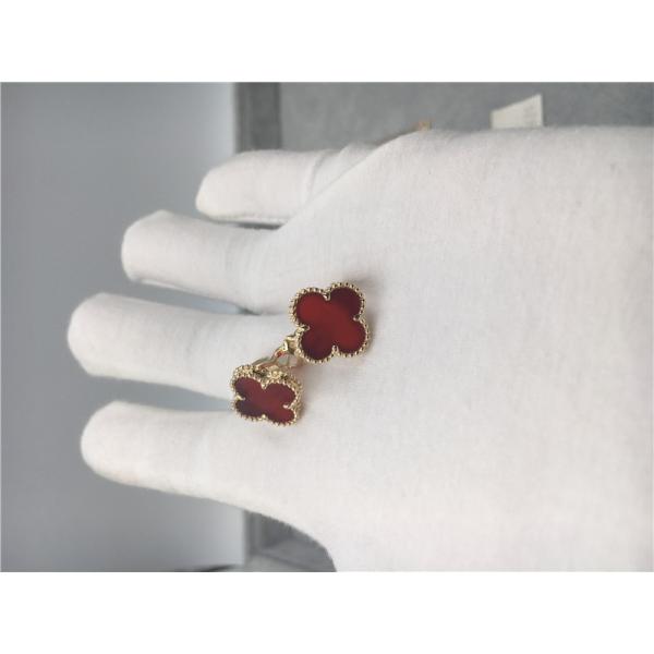 Van Cleef Arpels Vintage Alhambra earrings 18k yellow gold with carnelian