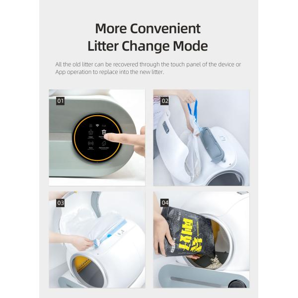 9L inodoro inteligente para gatos PP PS caja de basura de limpieza propia inteligente 900ml