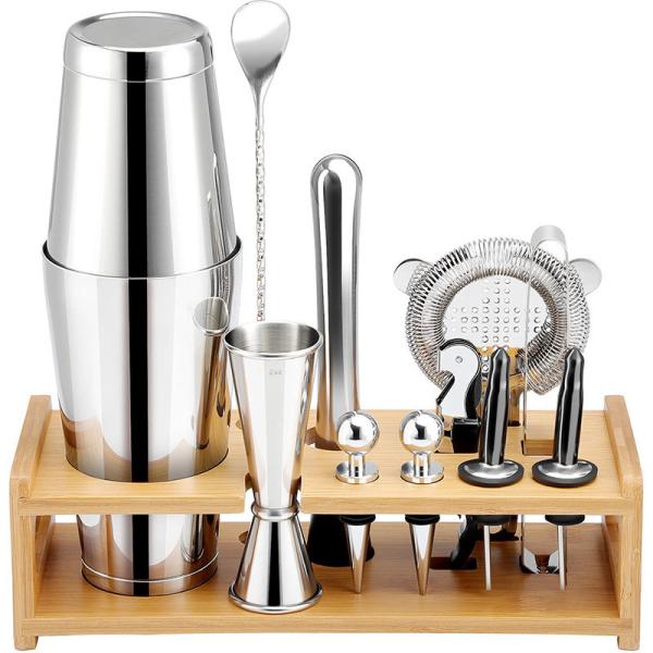 11 peças de bambu Kit Barman Stand Design personalizado aceito para coquetéis ecológicos