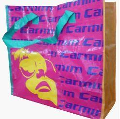 4 Color Printing Carmic PP Woven Shopping Bags, Reusable Carrier Bag With Sewing X