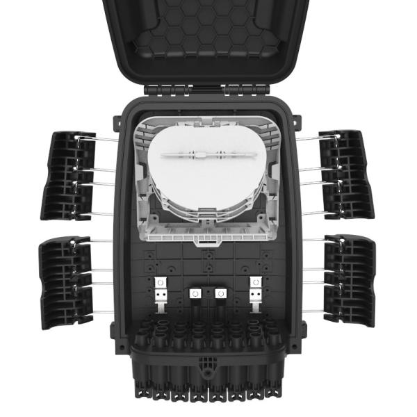 GFS-24QX Fiber Distribution Box IP68 378*255*116mm max 72cores 24 household aerial/wall/pole-mounted