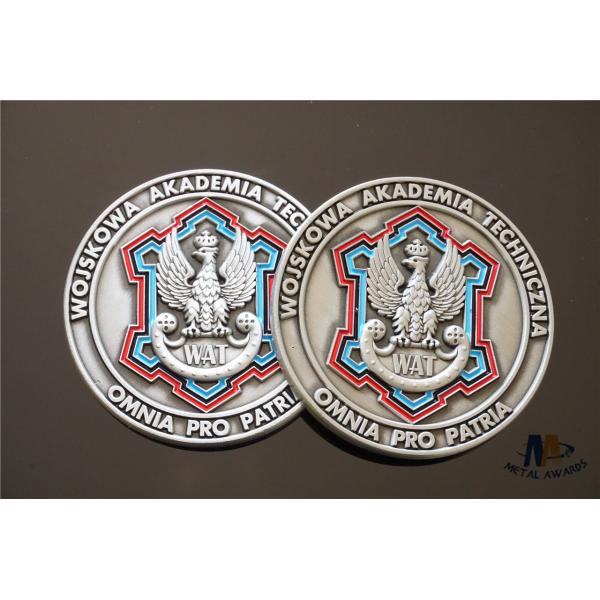 Custom Logo 3D Relief Challenge Coins / Colors Filled And Backside Engraved Coins