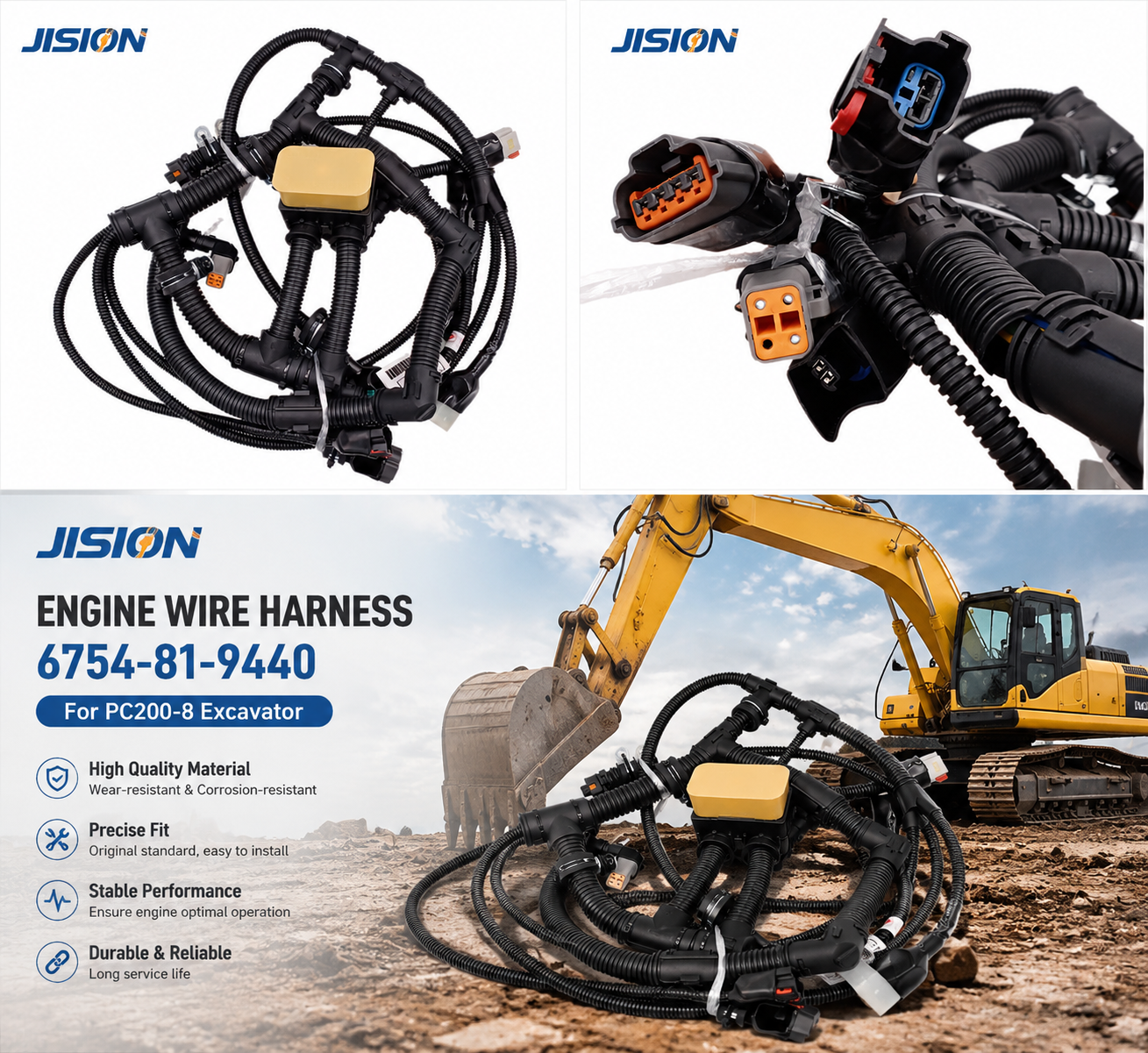 6754-81-9440 Engine Wire Harness for Komatsu PC200-8 Excavator | Excavator Electrical Wiring Harness 6754819440 Replacement Parts