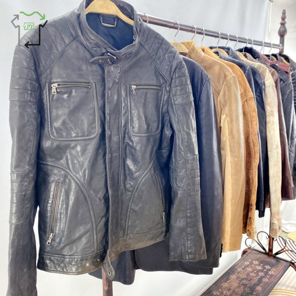 Men's Second Hand Leather Jacket Retro Vintage Zipper Used Winter Coats In Bales
