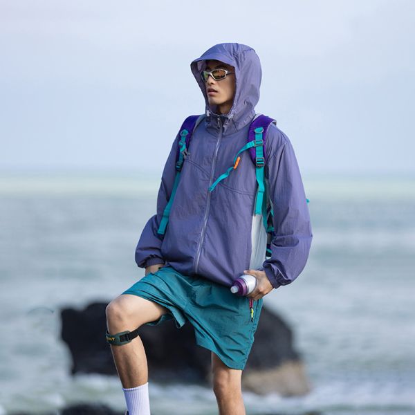 Men Breathable Quick Dry UV Protection Hooded Jacket for Outdoor Beach Surf Trip
