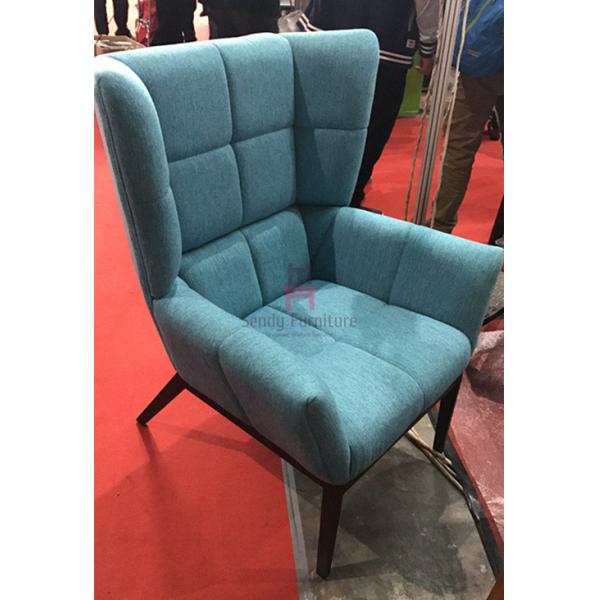 Upholstered Fabric Single Sofa Chair , High Back Armchair With Black Metal Base