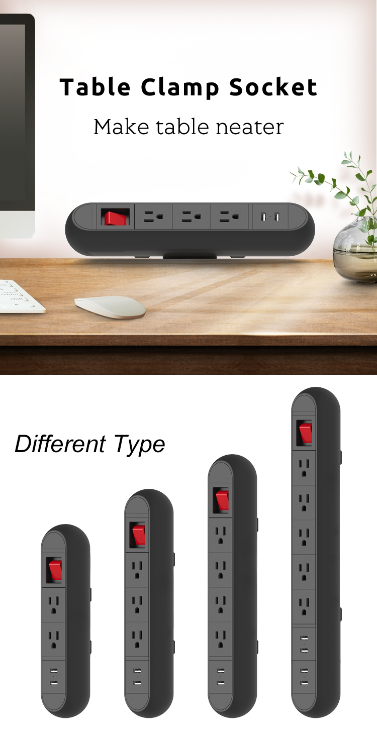 Экономика BNT 6,56 Ft связывает 3 выхода силы AC 1 USB-C USB-A 2 белого на поставщике держателя струбцины выхода силы края стола настольном