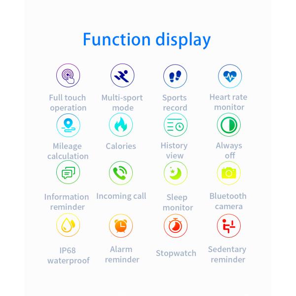 Full Touch Silica Gel Band Ip68 Sports Health Smart Watch With Multiple Sports Mode