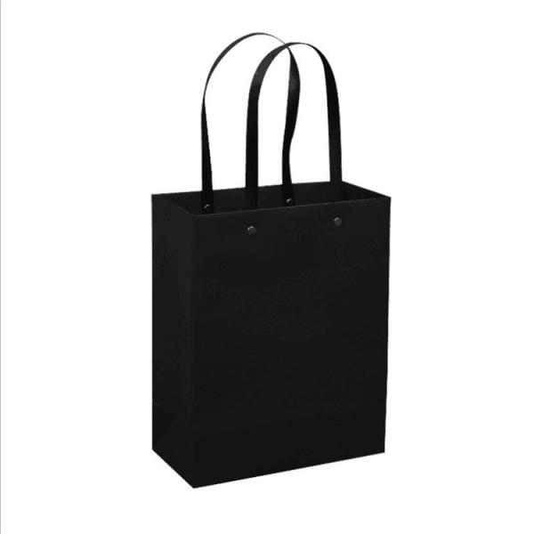 Logotipo personalizado Saco de papel de presente de luxo preto com alça com impressão Flexo