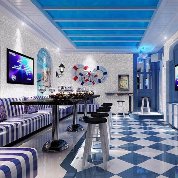 Wallpaper 50m/Roll Fireproof Glitter Faux Leather Fabric