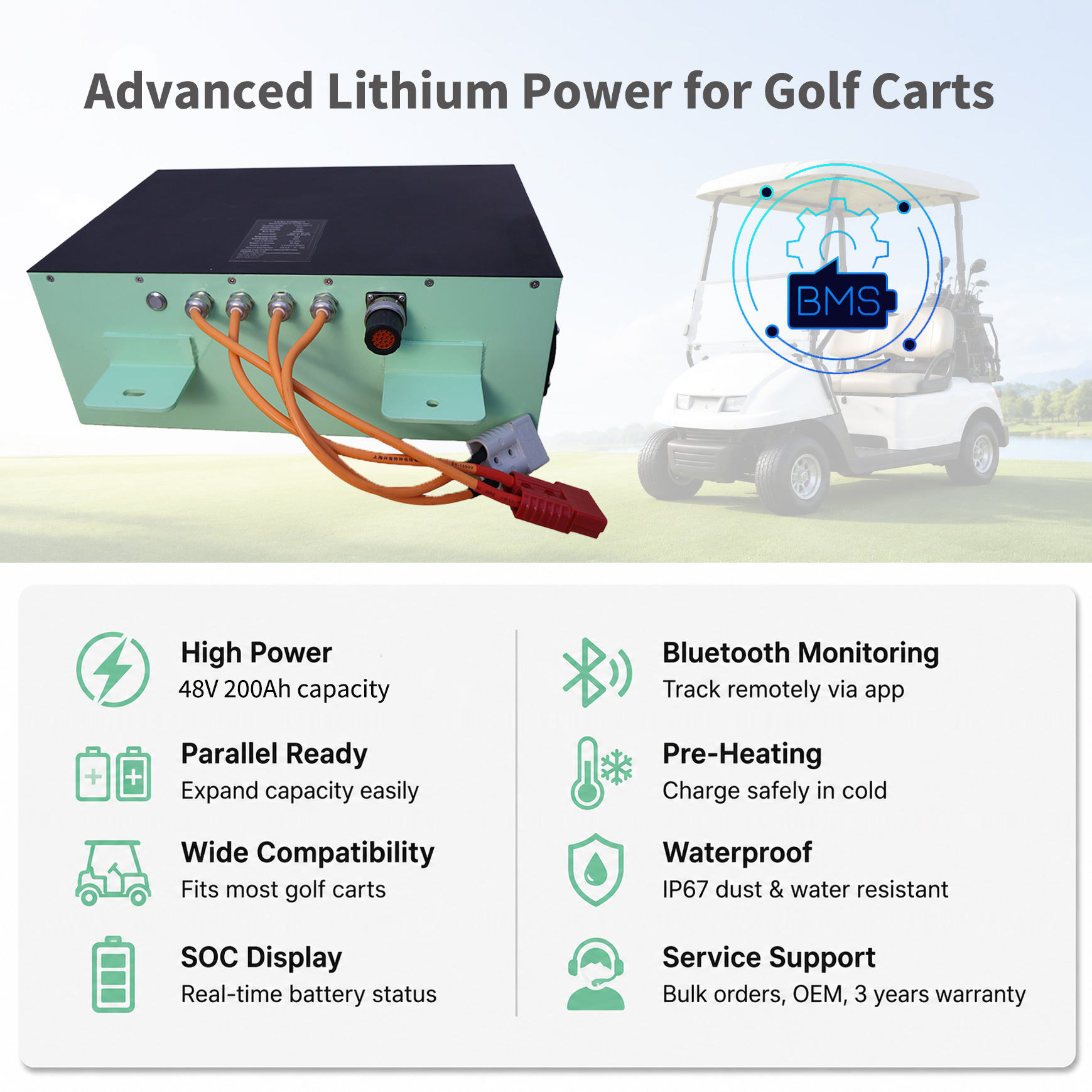 51.2V 230Ah LiFePO4 Lithium Battery Pack For Golf Cart