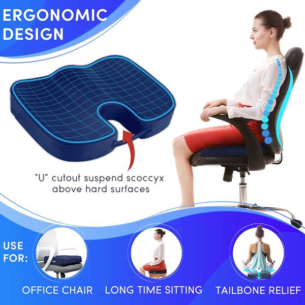 Cushion Hot Ergonomic Design U Shape Memory Foam Seat Cushion with Cooling Gel Wedge