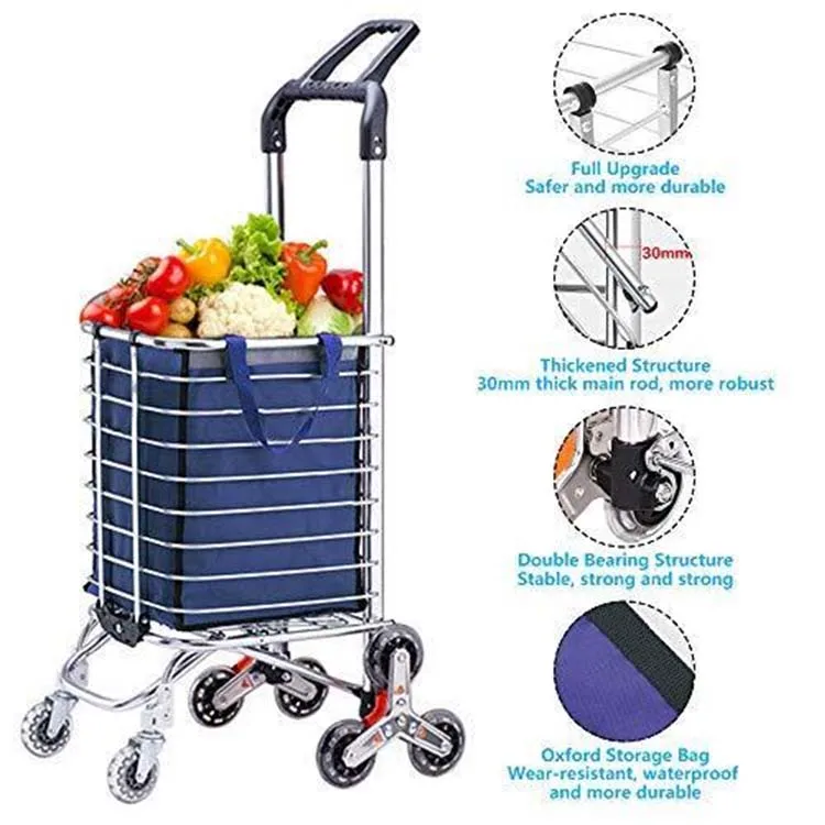 Усовершенствованная складная тележка для покупок портативная продуктовая столовая лестничная скалолазная тележка