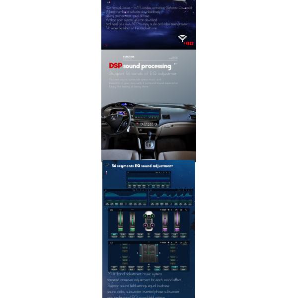 BT WIFI GPS Navigation Touchscreen Wireless Carplay For Honda Civic 2006-2011 Car