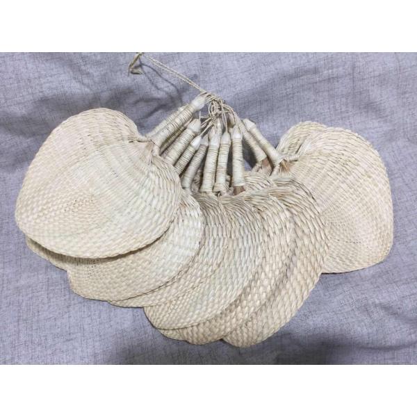 Y-Z Small Cattail Leaf Fan Woven Vintage Summer Paddle Wood Hand Held Fans Supplies Home Decor