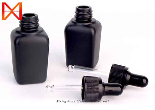 25ml Square Essential Oil Dropper Bottles Container Matte Black With Dropper