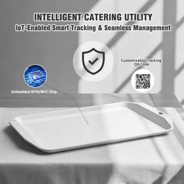 Shatterproof Stone-Textured Commercial Serving Tray for Restaurants & Cafes | FDA Safe Ceramic-Infused Composite Food Beverage Tray