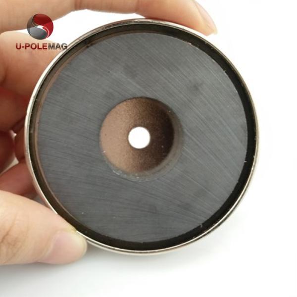 ISO/TS16949 2002 Certified D80mm Ferrite Cup Magnet Holder With Countersunk Hole D6mm
