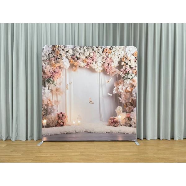 Tension Fabric Backdrop Photo Booth 8x8ft Two Stands Three Replacement Covers