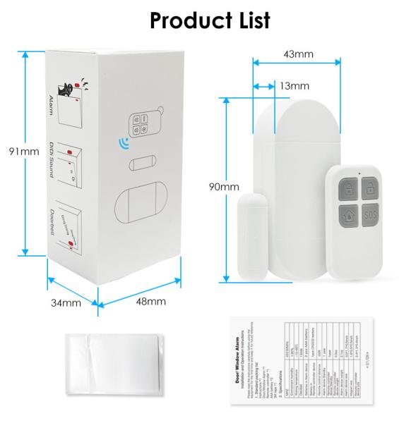 130dB House Security Alarm Magnetic Remote Door Alarm Sensor Wireless door and window alarm sensor