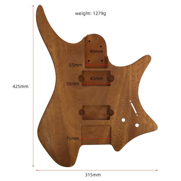 Premium Wood Headless Guitar Body Unfinished  DIY Guitar Accessories Parts