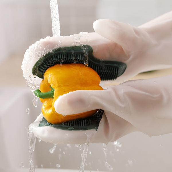 Gants inoffensifs de silicone de ménage pour les biens épaissis par cuisine