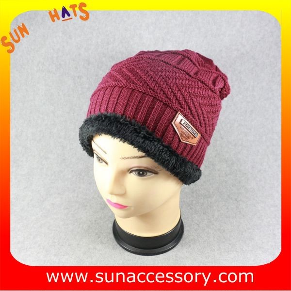 AK17018 Sun Accessory advertising  winter knitted beanie hats for mens,Logo can be added