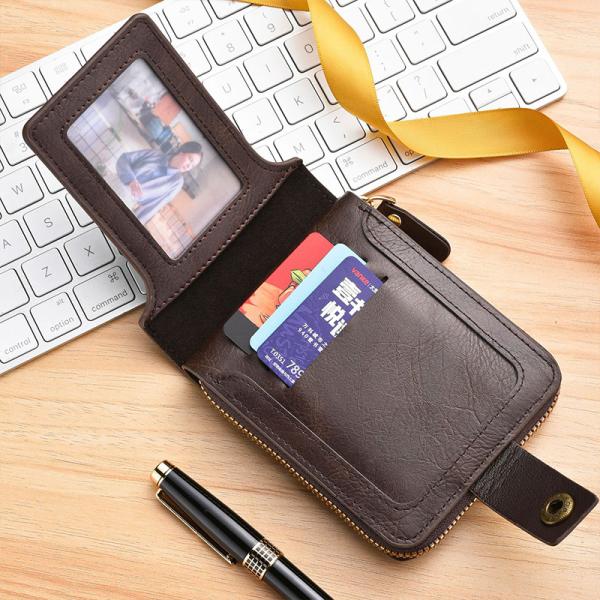 OEM Men's Leather Wallet with Nylon Lining Short Wallet