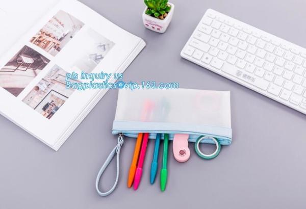 clear vinyl TPU pencil case bag with zipper for boys girls, Creative contracted envelope bag translucent frosted pencil