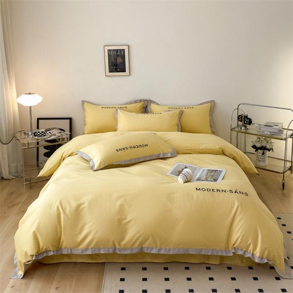 4 Pcs Cartoon Queen Printed Cotton Feeling Fabric Bed Sheet Duvet Cover Set Free Shipping