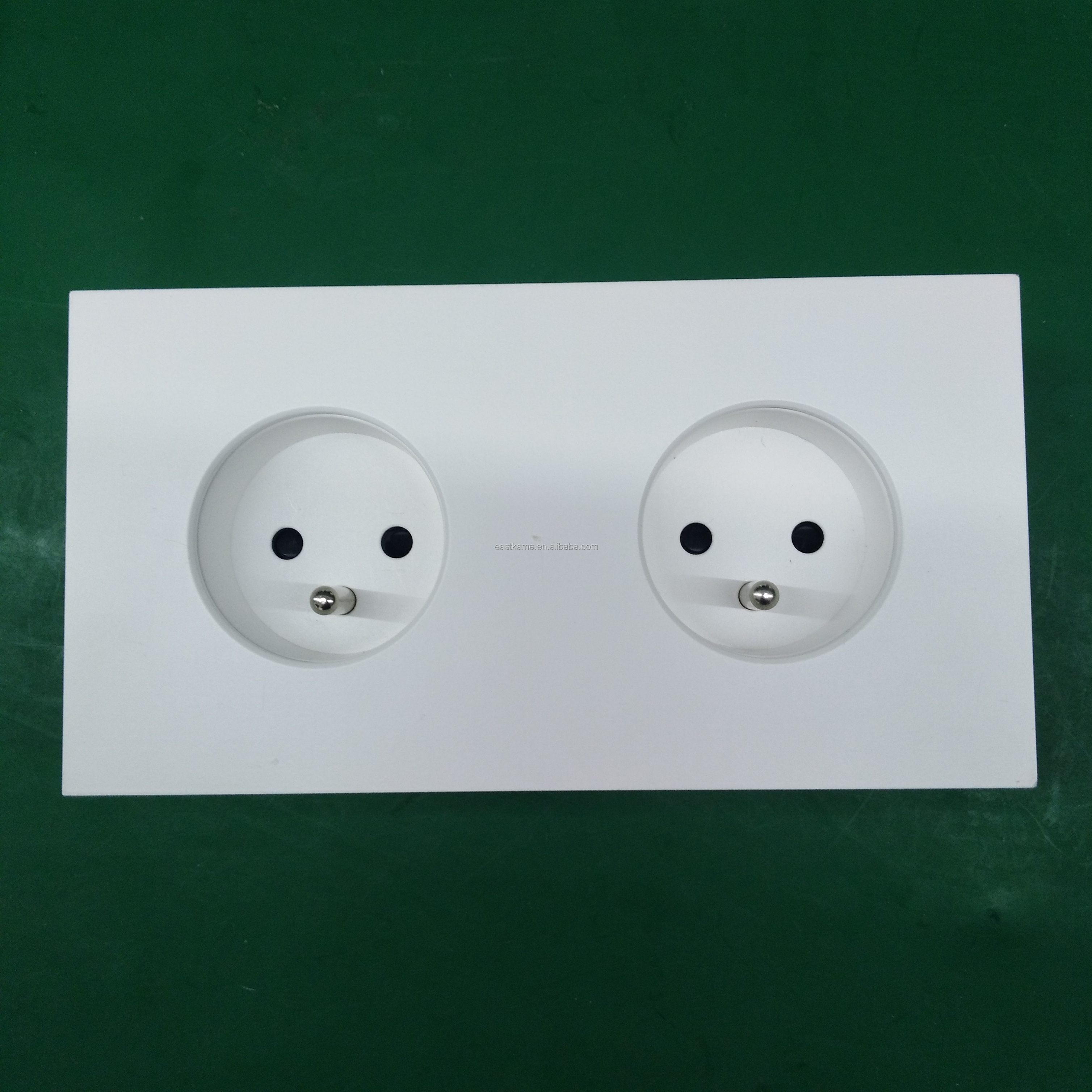 Double French or European Schuko Aluminum Wall Electrical Socket Power Outlets 16A Rated Current for Vimar or for Legrand Module