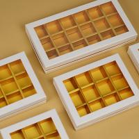 Boîte cadeau de luxe personnalisée 9/12 grilles pour chocolats avec couvercle miroir et tiroir de rangement, emballage premium pour boulangerie, pâtisseries, pain et sucreries​