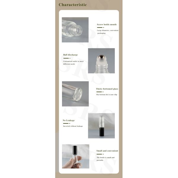 Custom Small Convenient 4ml Cosmetic Essential Oil Perfume Thick-bottomed Glass Roll on Bottle