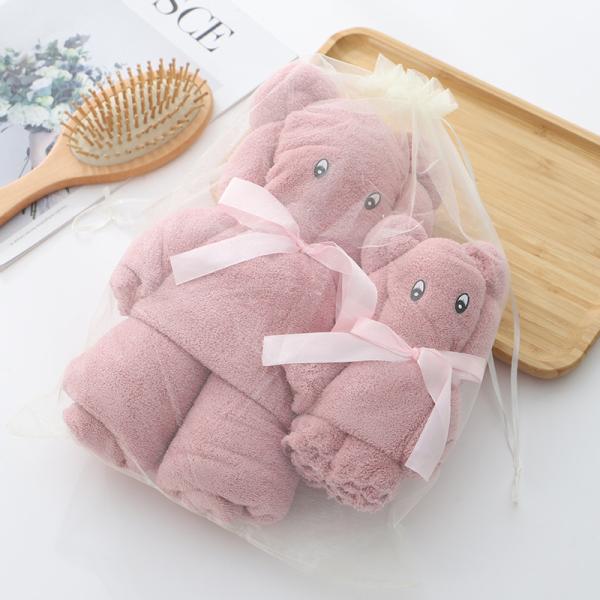 Как показано Luxury Bear Towel Bath towel density coral velvet set absorbent cute soft gift (как показано на рисунке)