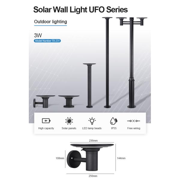 2- Waterproof Solar Led Wall Light for Outdoor Landscape -20 60C Working Temperature