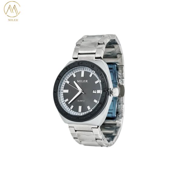シンプルなビジネス 石英時計 ステンレス鋼ストラップ 男性用カレンダー付き腕時計