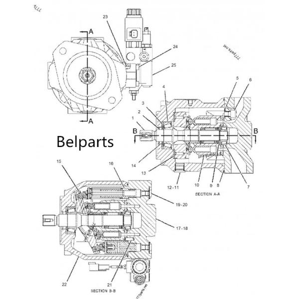Steel Hydraulic Fan Motor E330D E336D 259-0815 Excavator Pump Group Piston